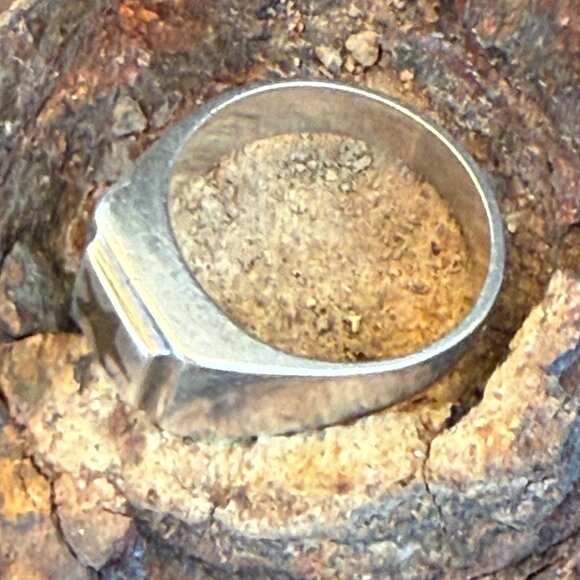 Vintage 900 Silver & Star Signet Ring Size 7 - Picture 4 of 7